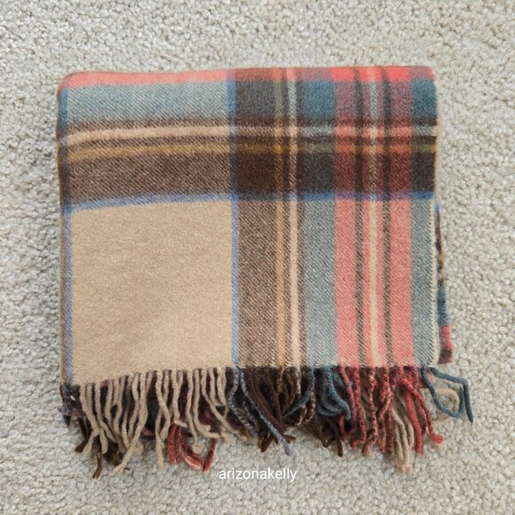 NWOT Antique Stewart Tartan Wool Scarf Oversized with Fringe - Picture 9 of 12